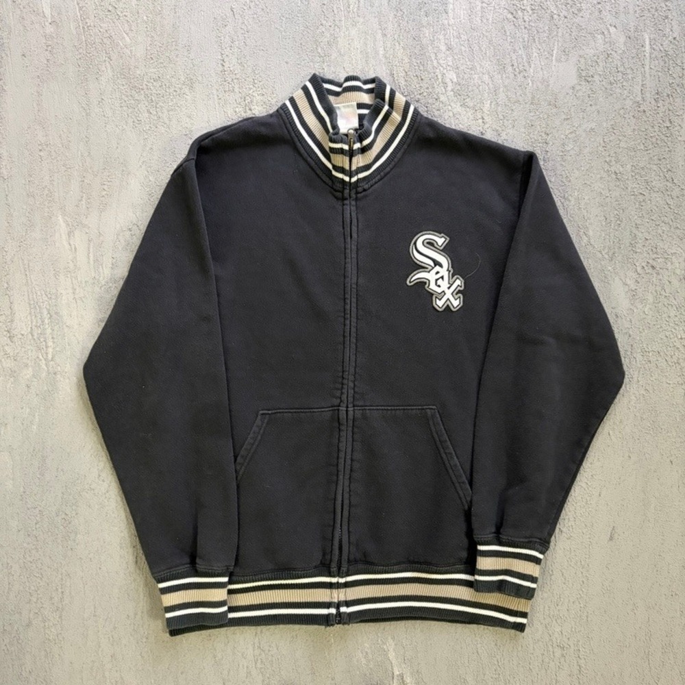 Vintage Chicago White Sox Zip Up Sweatshirt Medium Black 2000s MLB Majestic